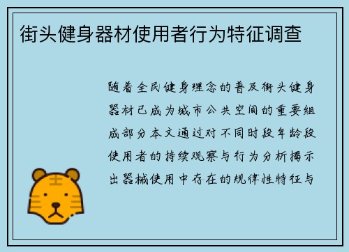 街头健身器材使用者行为特征调查