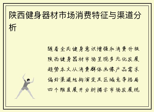 陕西健身器材市场消费特征与渠道分析
